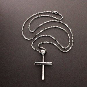 BASEBALL CROSS NECKLACE AND CHARM
